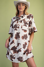 Cow Printed Suede Dress